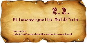 Miloszavlyevits Melánia névjegykártya